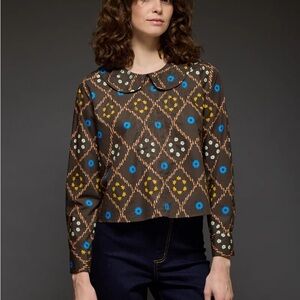 Brown Patterned Women's Blouse